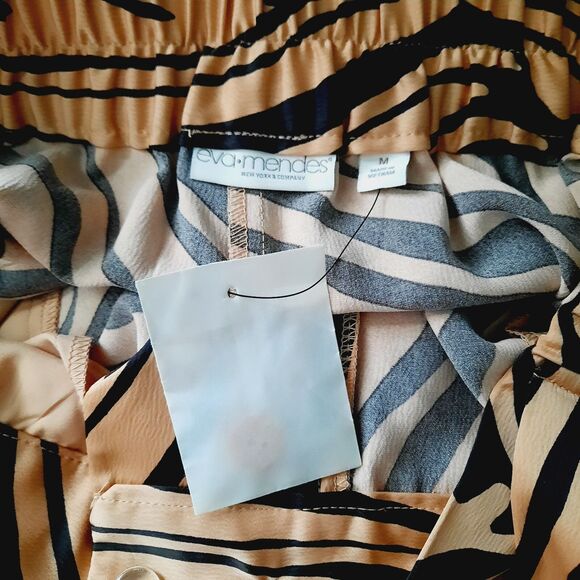 Ny & Co Eva Mendes Tiger Animal Print Pants Slacks Tan/Black w/Belt Tie Sz M NEW - Picture 4 of 9